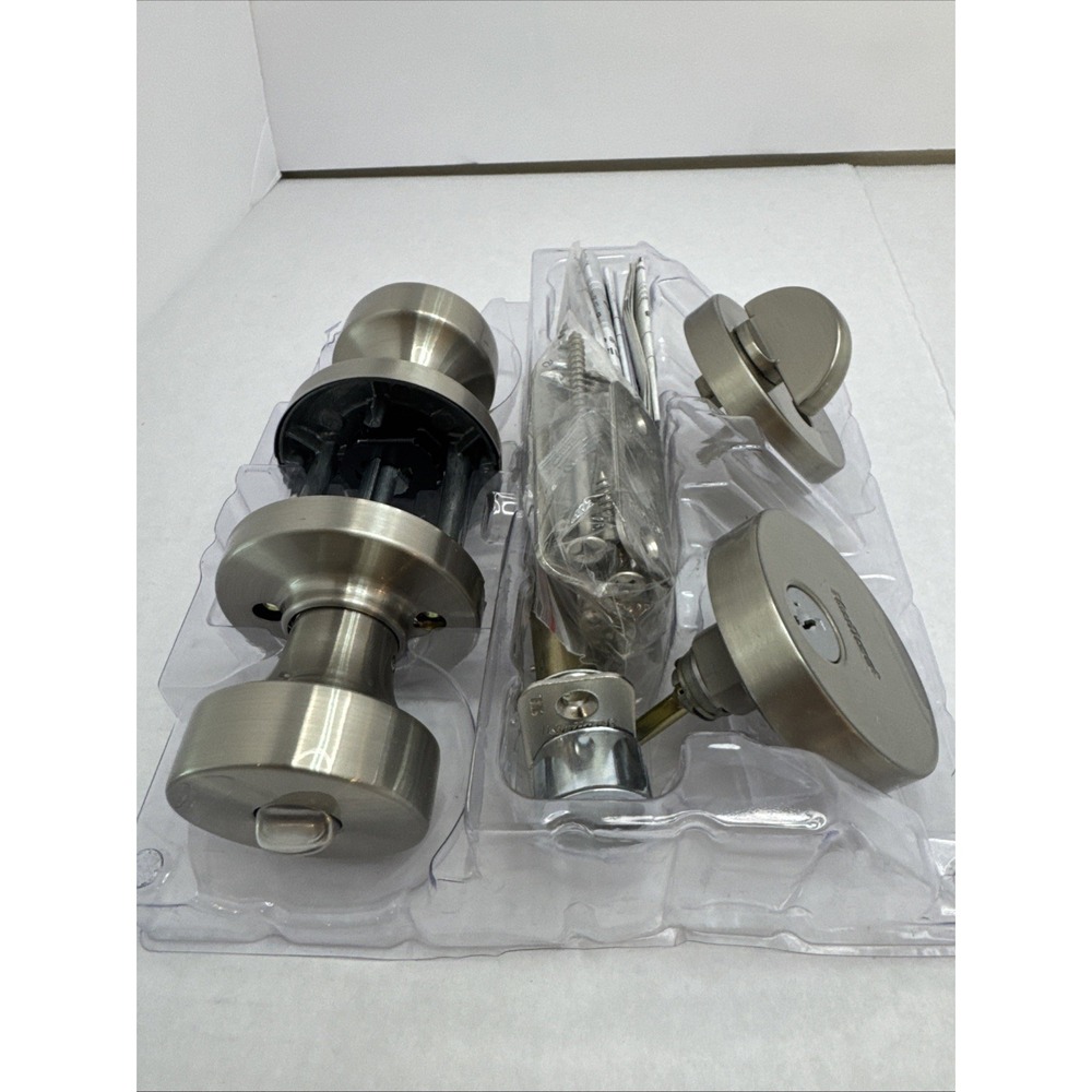 Kwikset Pismo Rose Entry Lever & Single Cylinder Deadbolt Satin Nickel 99910-069